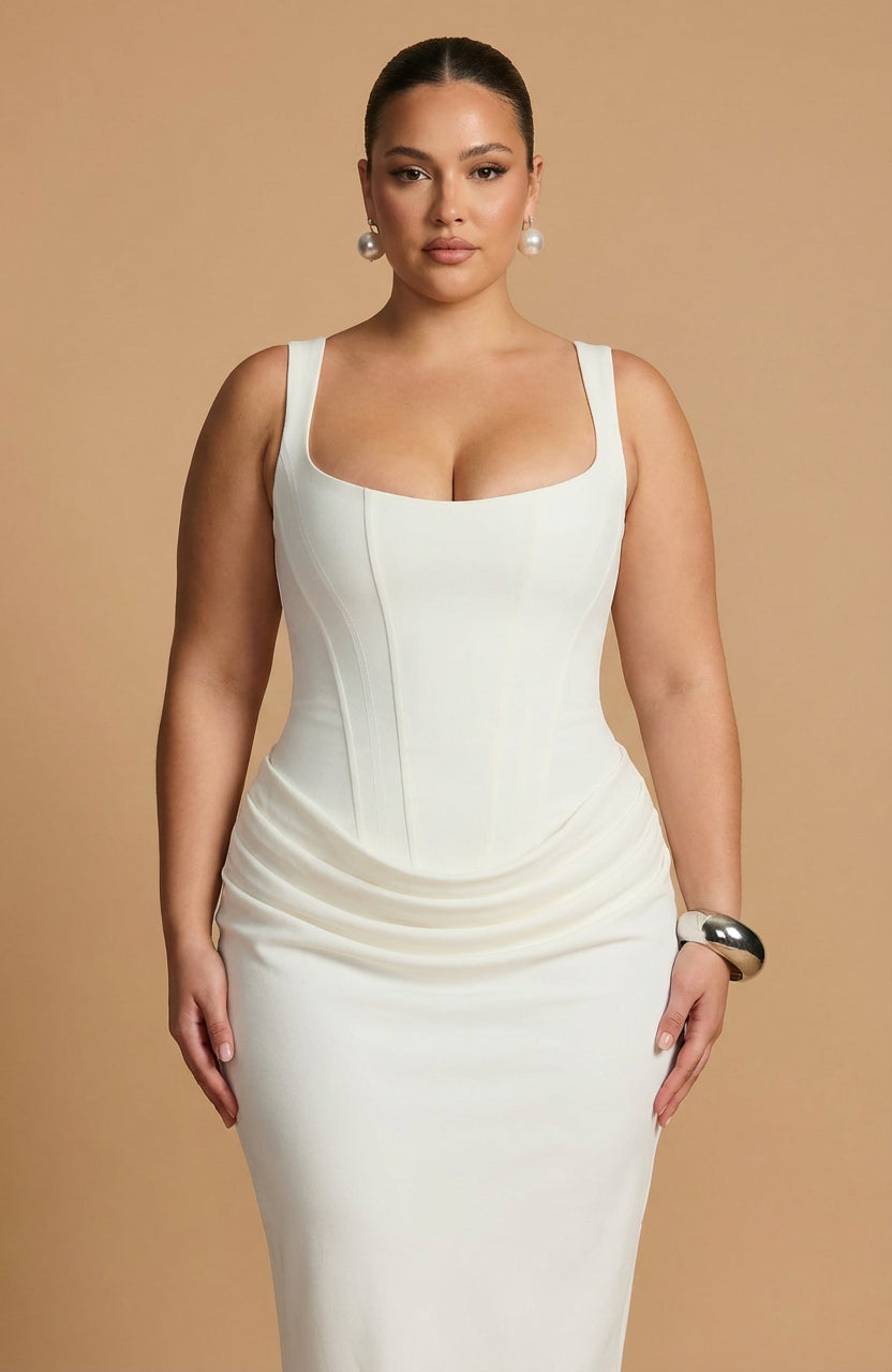 Women’s Square Neck Ruched Maxi Dress