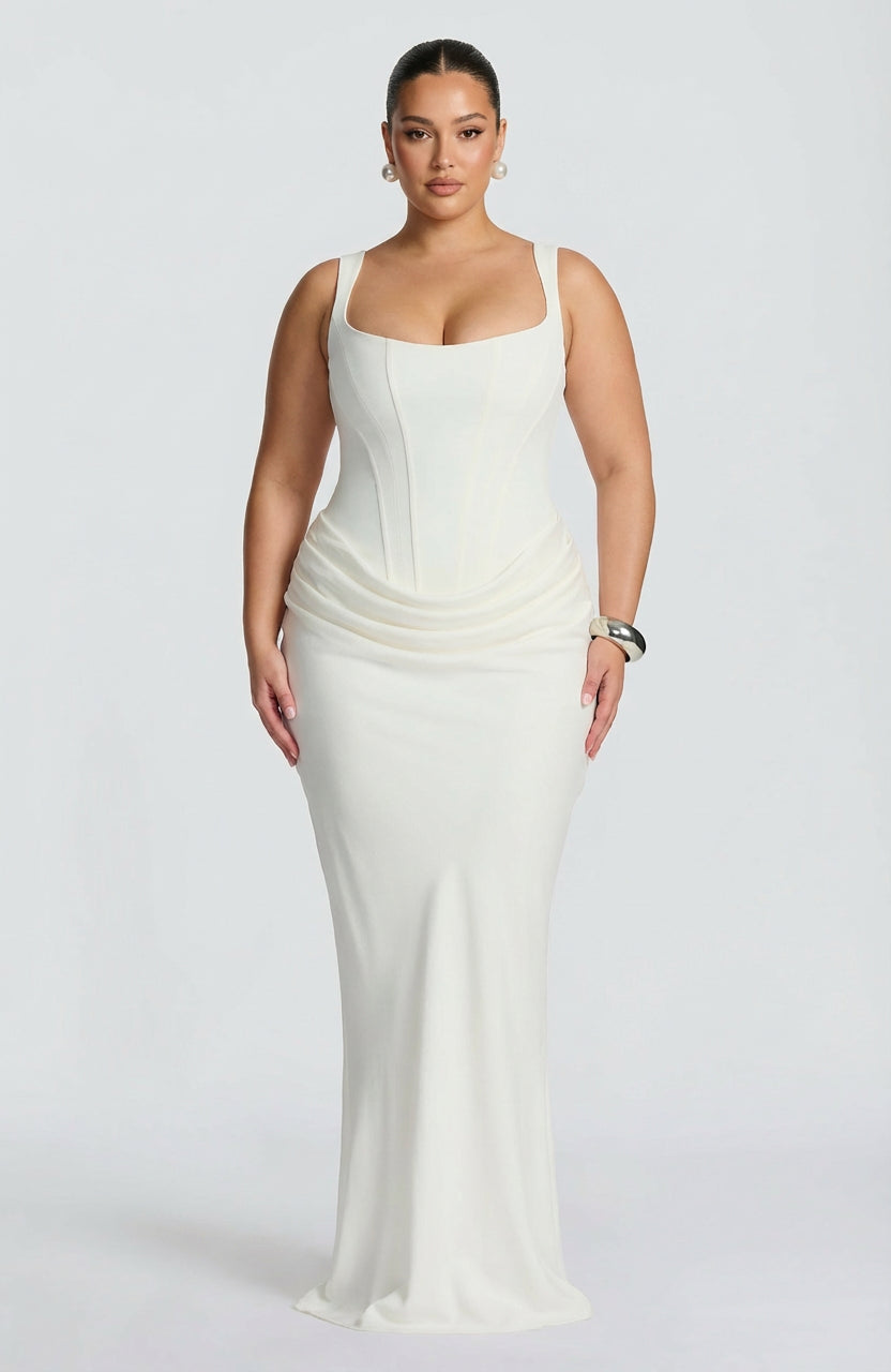 Women’s Square Neck Ruched Maxi Dress
