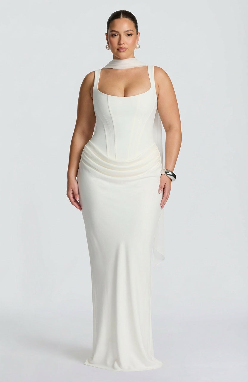 Women’s Square Neck Ruched Maxi Dress