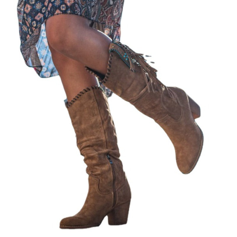 Bottes de cow-boy marron pour femme | Bottes western mi-mollet