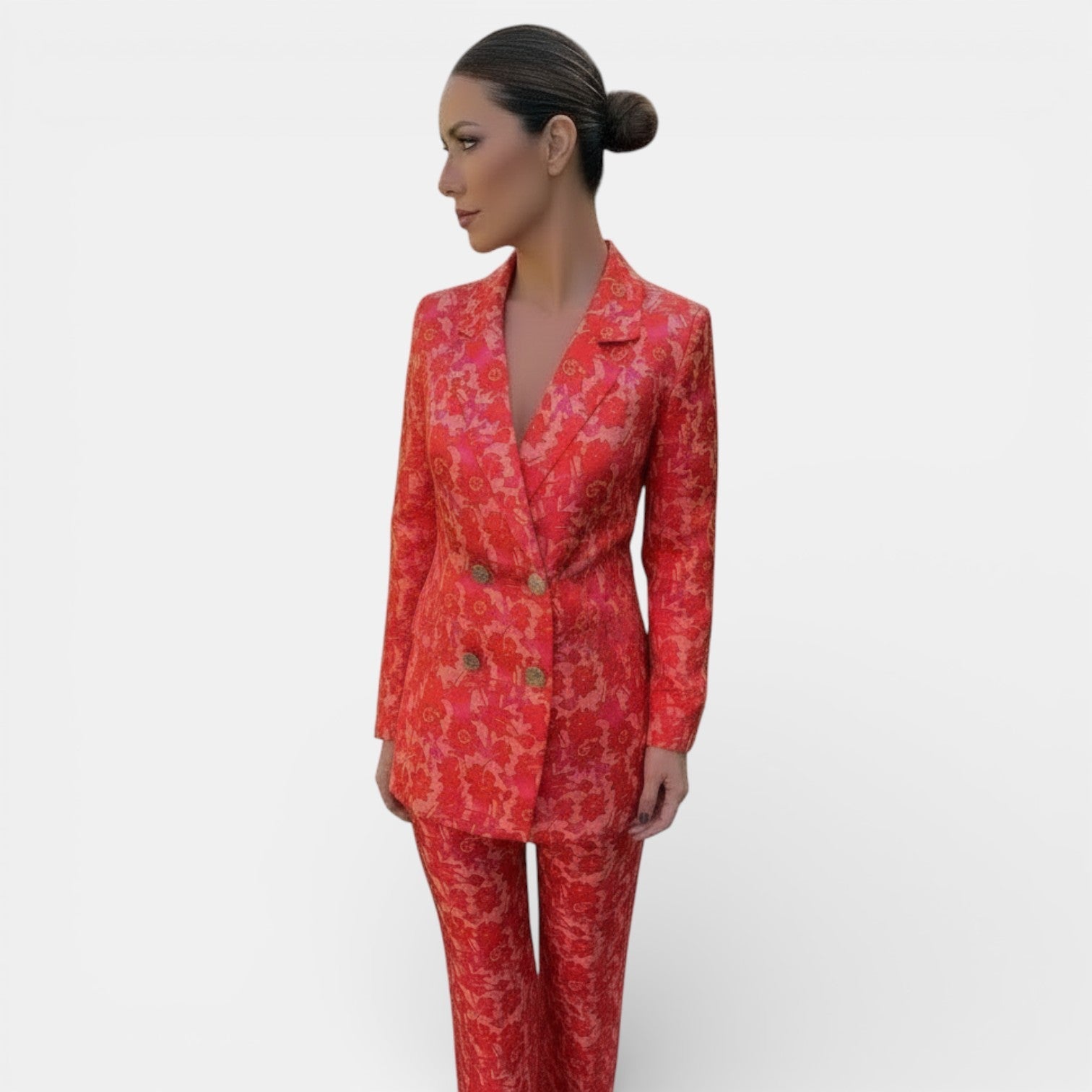 Women's Floral Jacquard Blazer & Trouser Suit