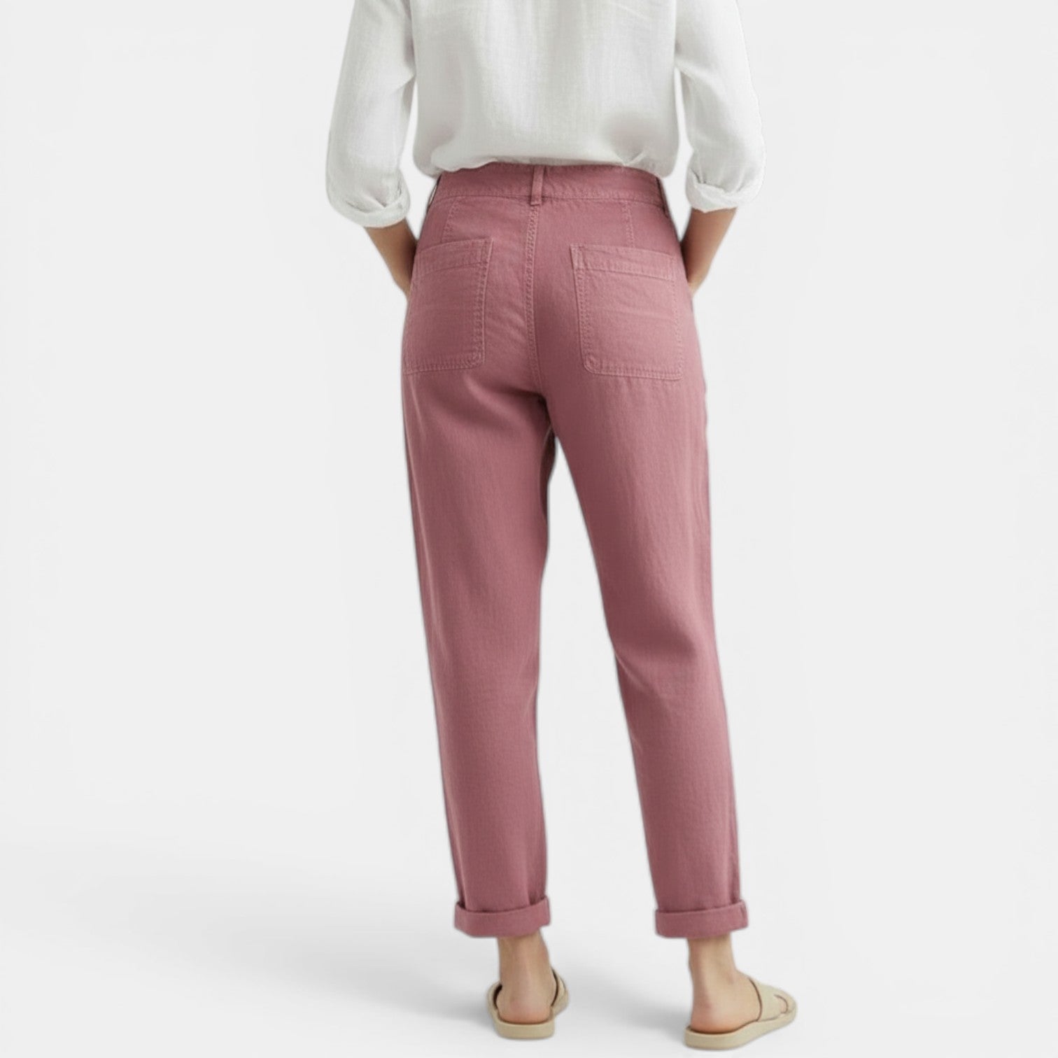 Women’s High-Waisted Relaxed Trousers with Patch Pockets