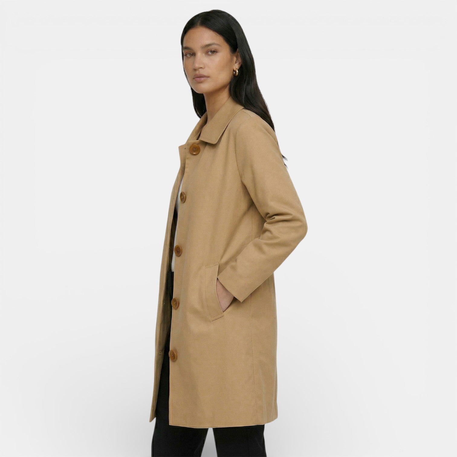 Manteau long pour femme à boutonnage simple