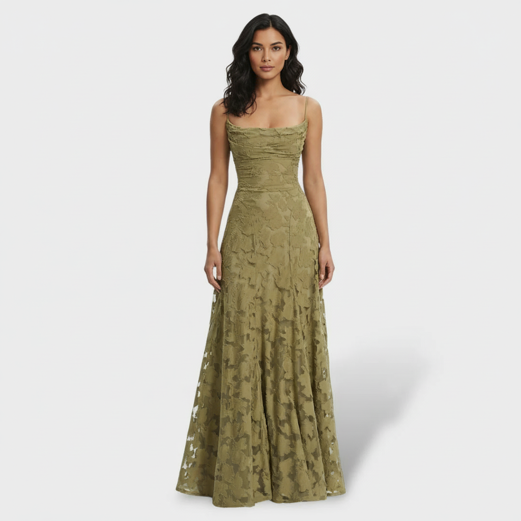 Women's Lace Open Back Maxi Dress