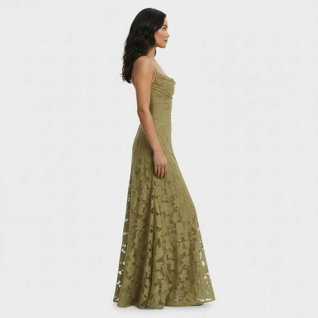 Women's Lace Open Back Maxi Dress