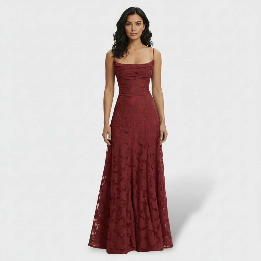 Women's Lace Open Back Maxi Dress
