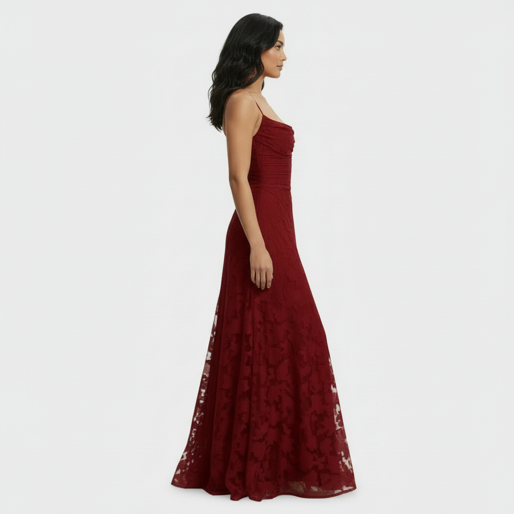 Women's Lace Open Back Maxi Dress