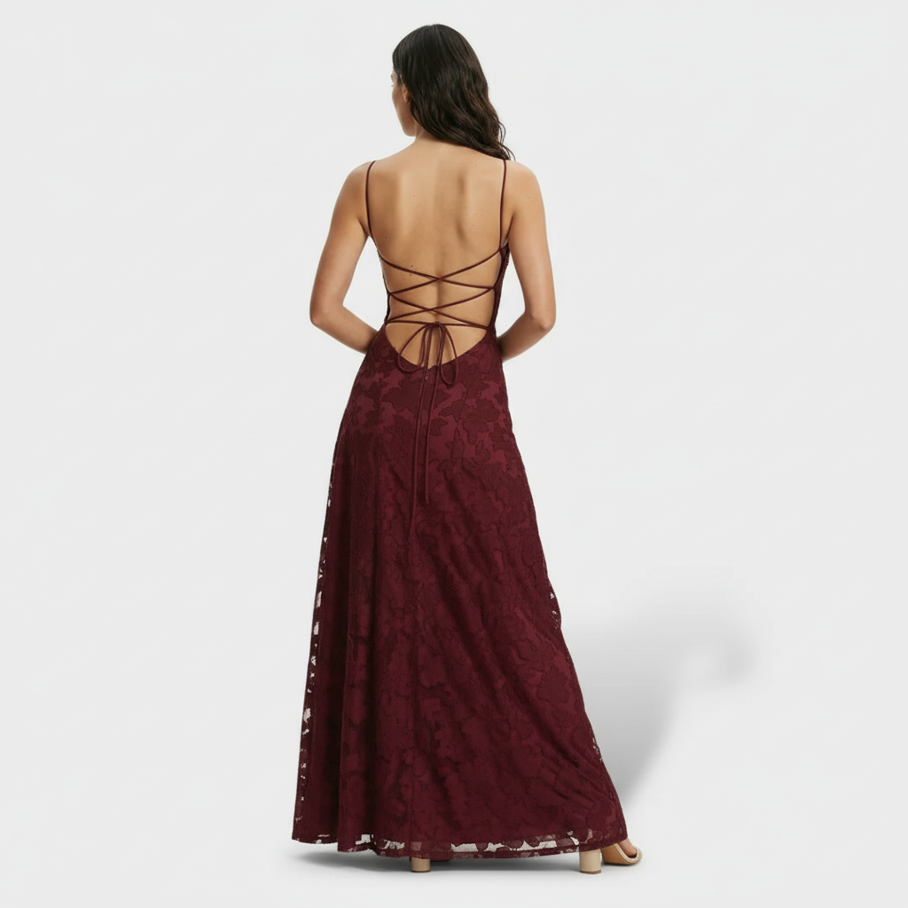 Women's Lace Open Back Maxi Dress