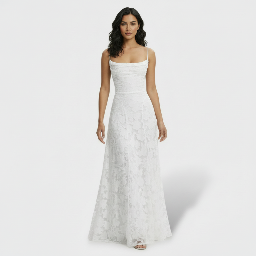 Women's Lace Open Back Maxi Dress