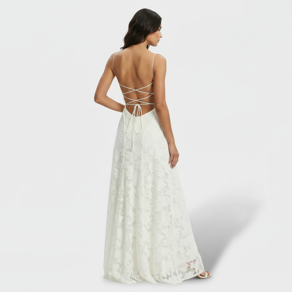 Women's Lace Open Back Maxi Dress