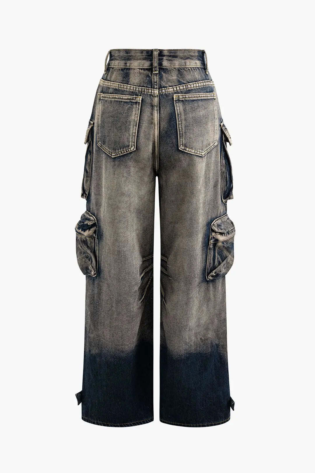 Wide-Leg Cargo Jeans with Multiple Pockets