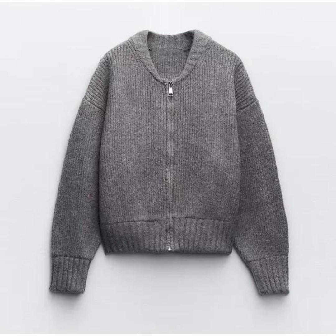 Women's Zip-Up Cardigan | Relaxed Fit Knit Jacket