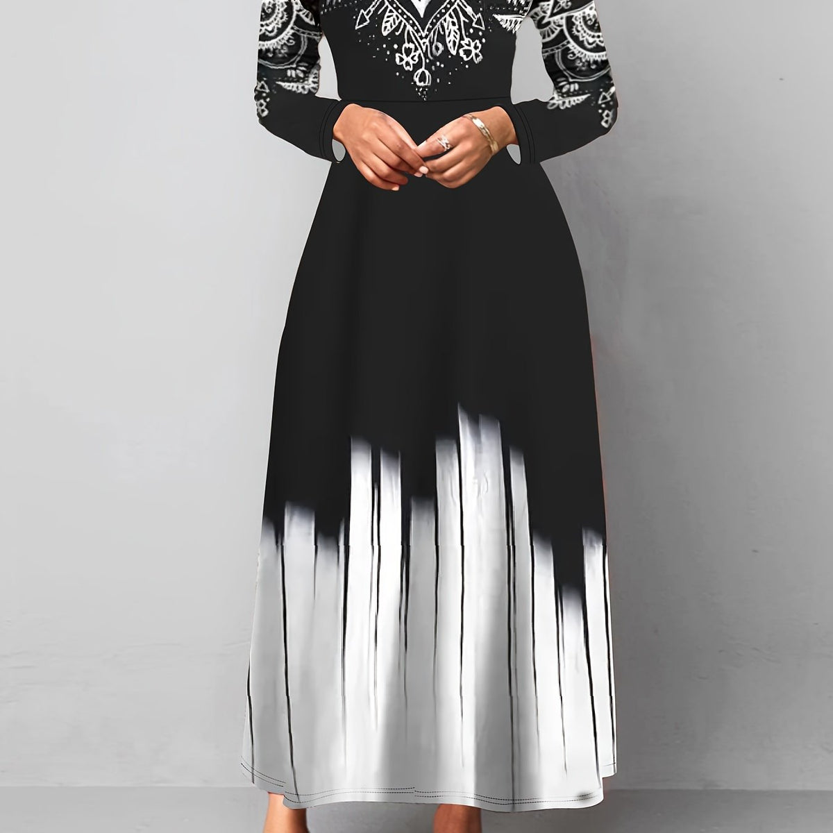 Robe midi de Noël pour femme à manches longues