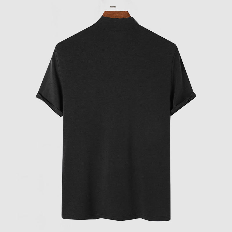 Mock Neck T-Shirt with Fitted Stretch
