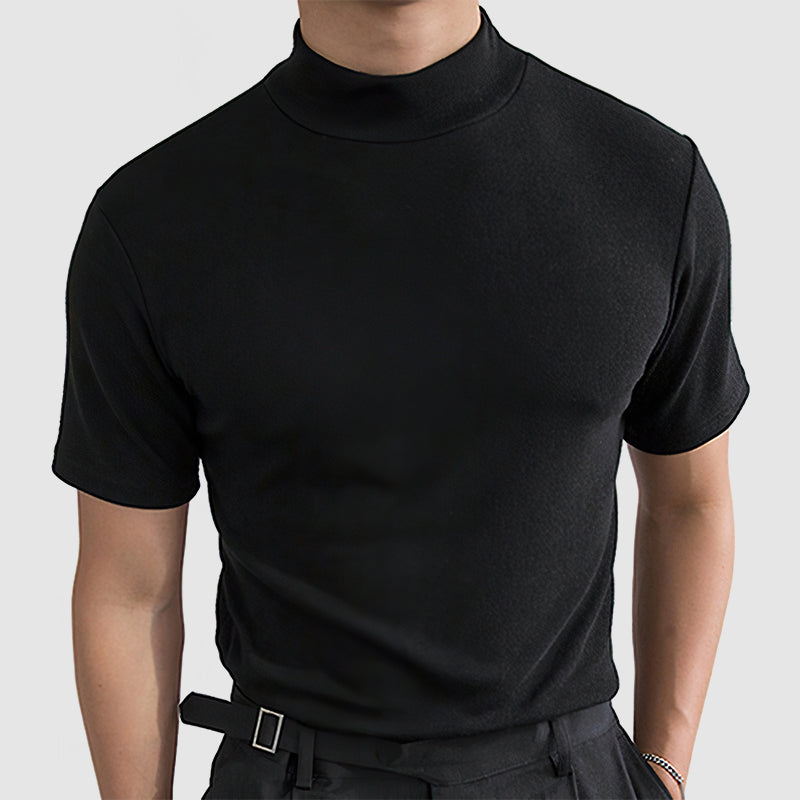 Mock Neck T-Shirt with Fitted Stretch