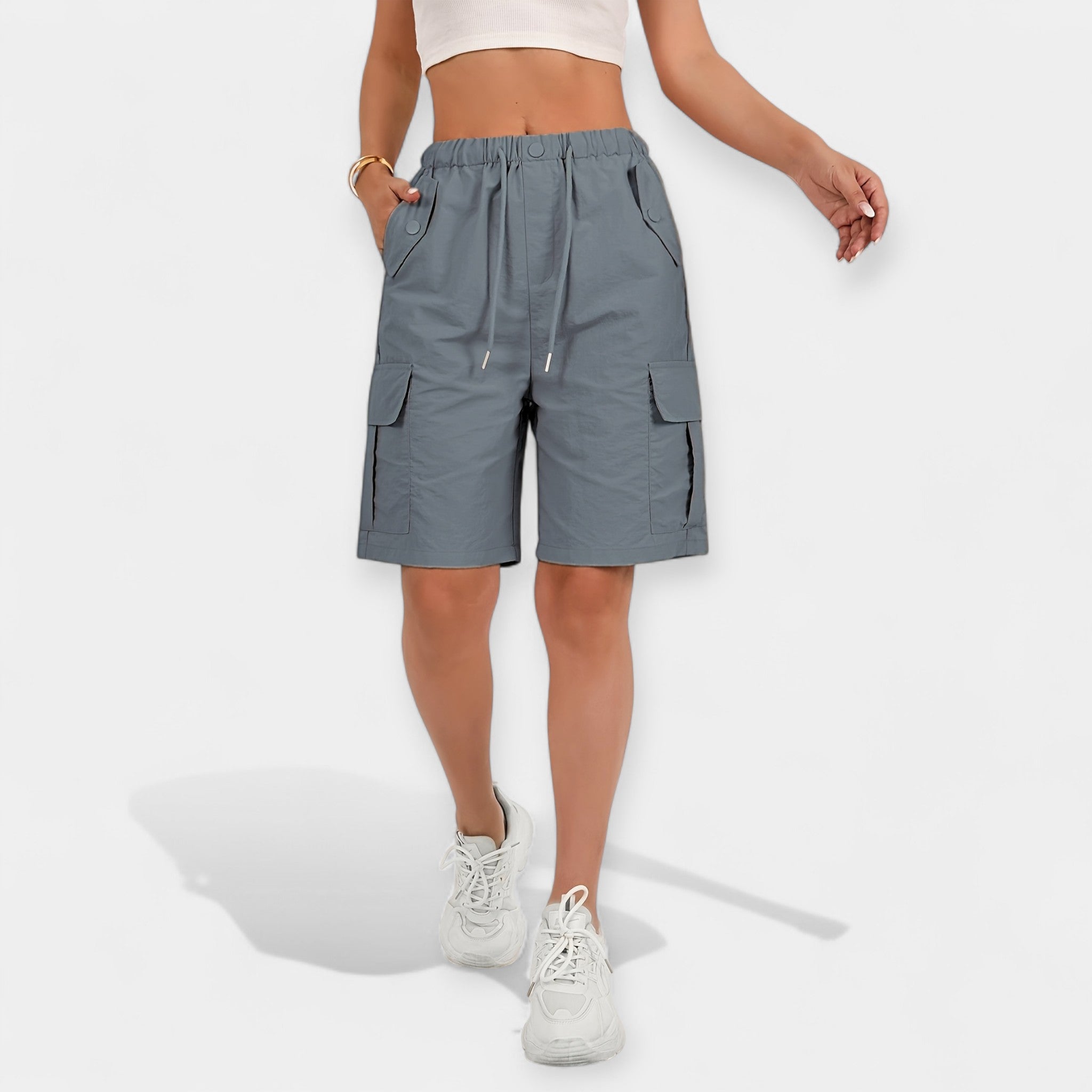 Relaxed Cargo Shorts with Drawstring Waist