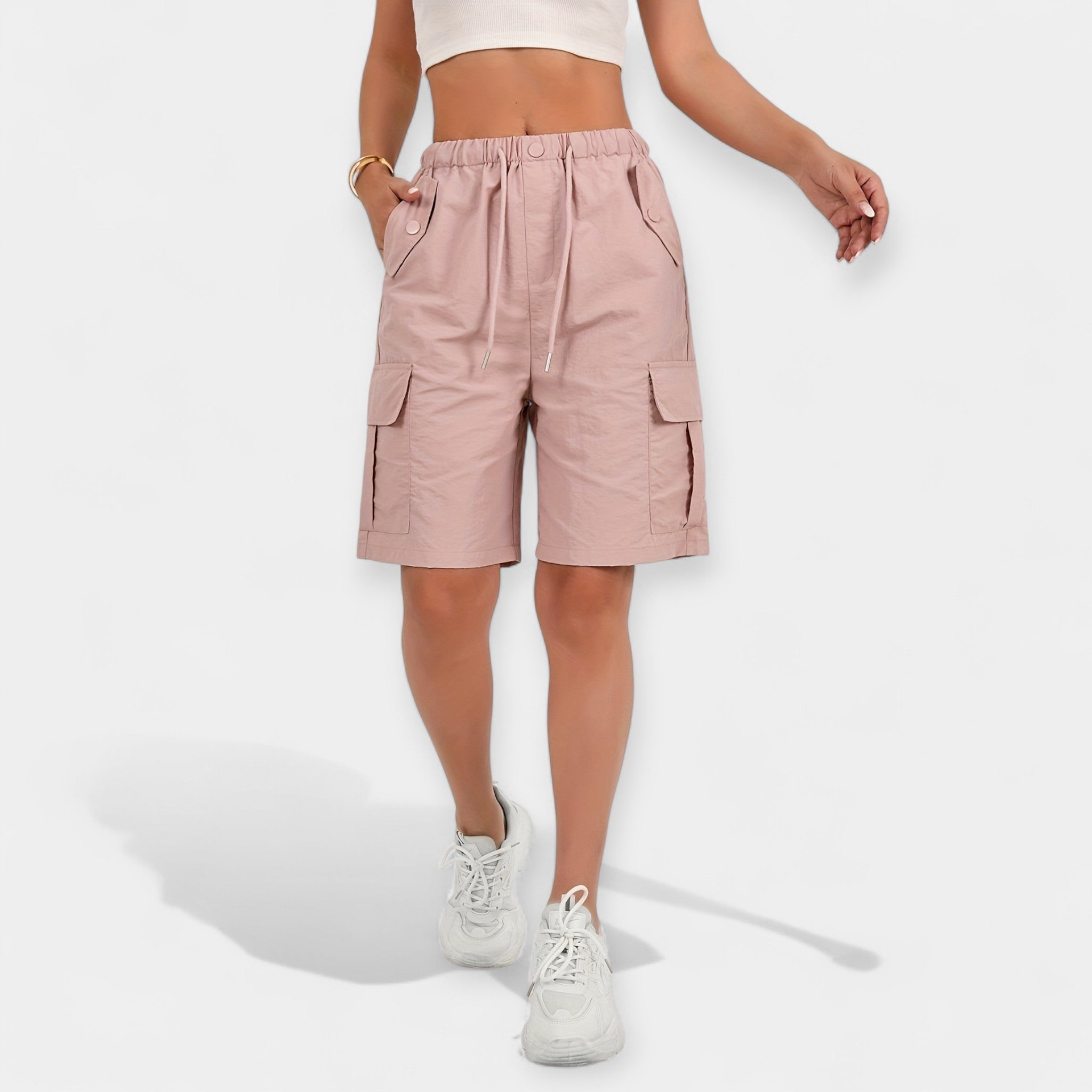 Relaxed Cargo Shorts with Drawstring Waist