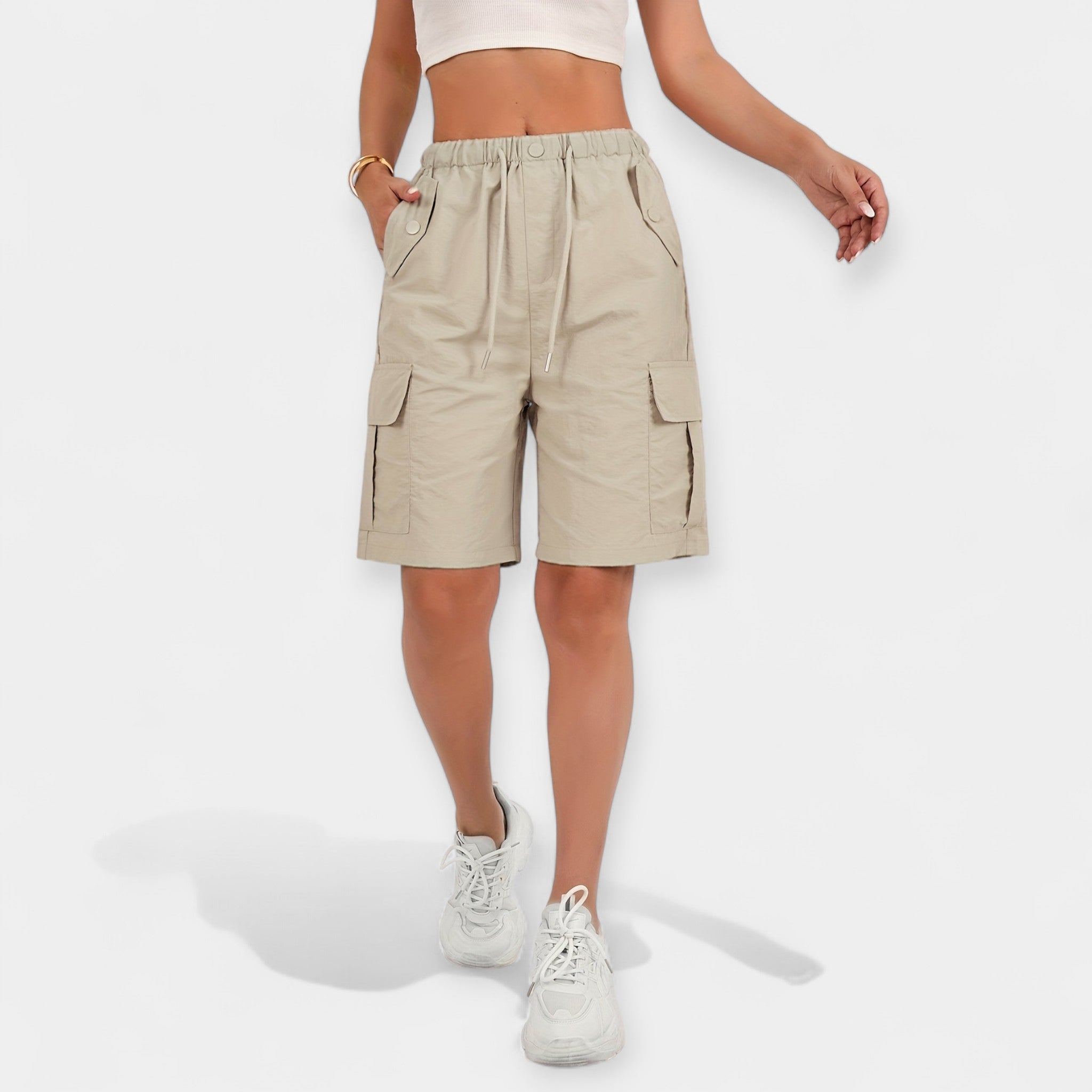 Relaxed Cargo Shorts with Drawstring Waist