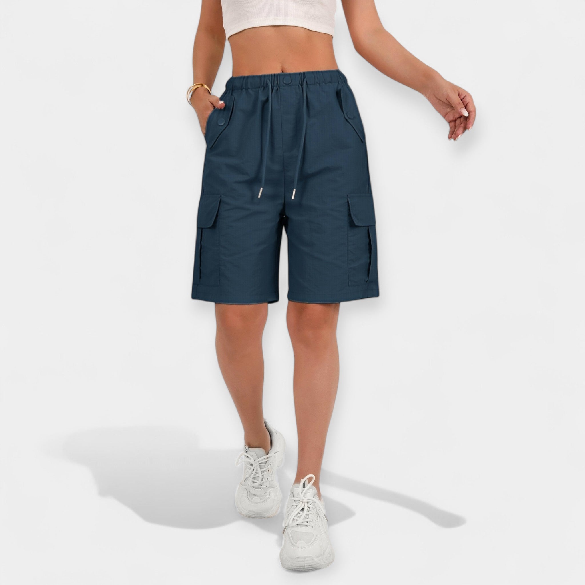 Relaxed Cargo Shorts with Drawstring Waist