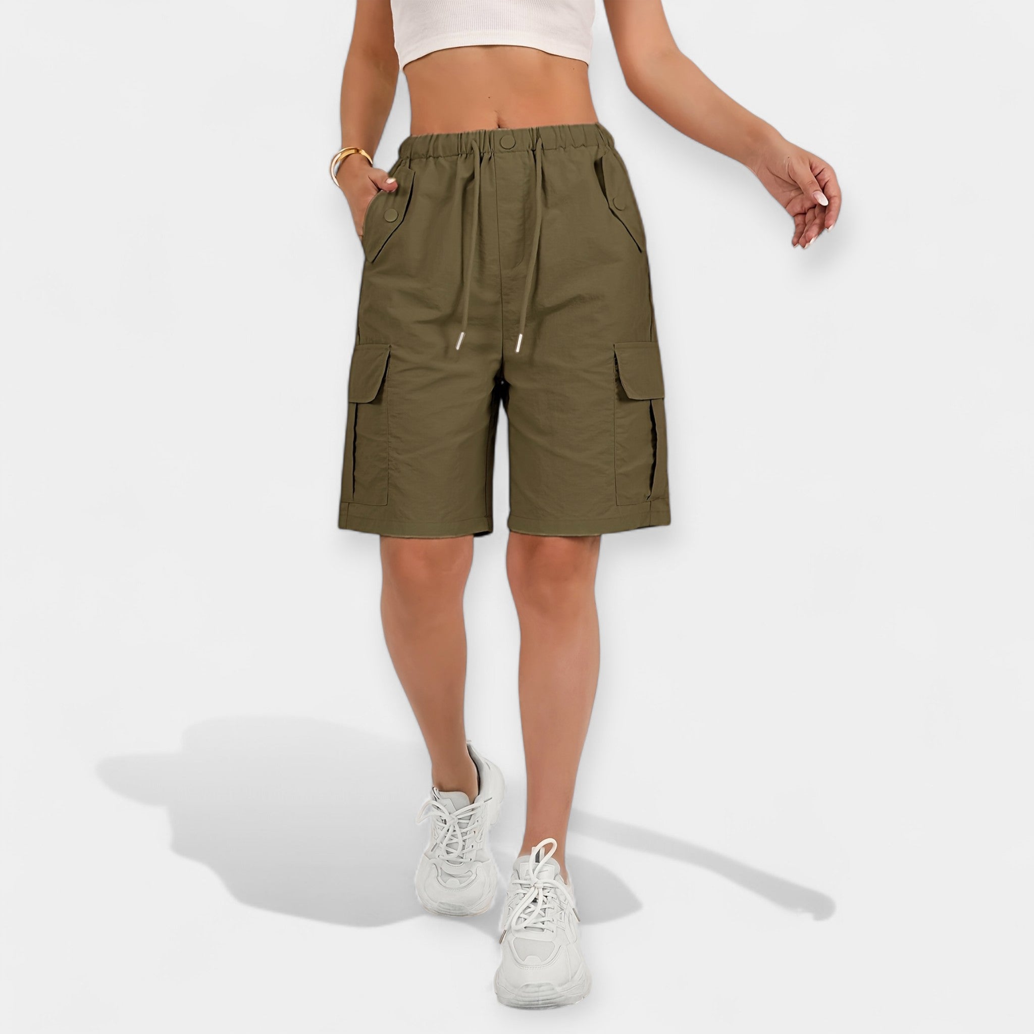Relaxed Cargo Shorts with Drawstring Waist