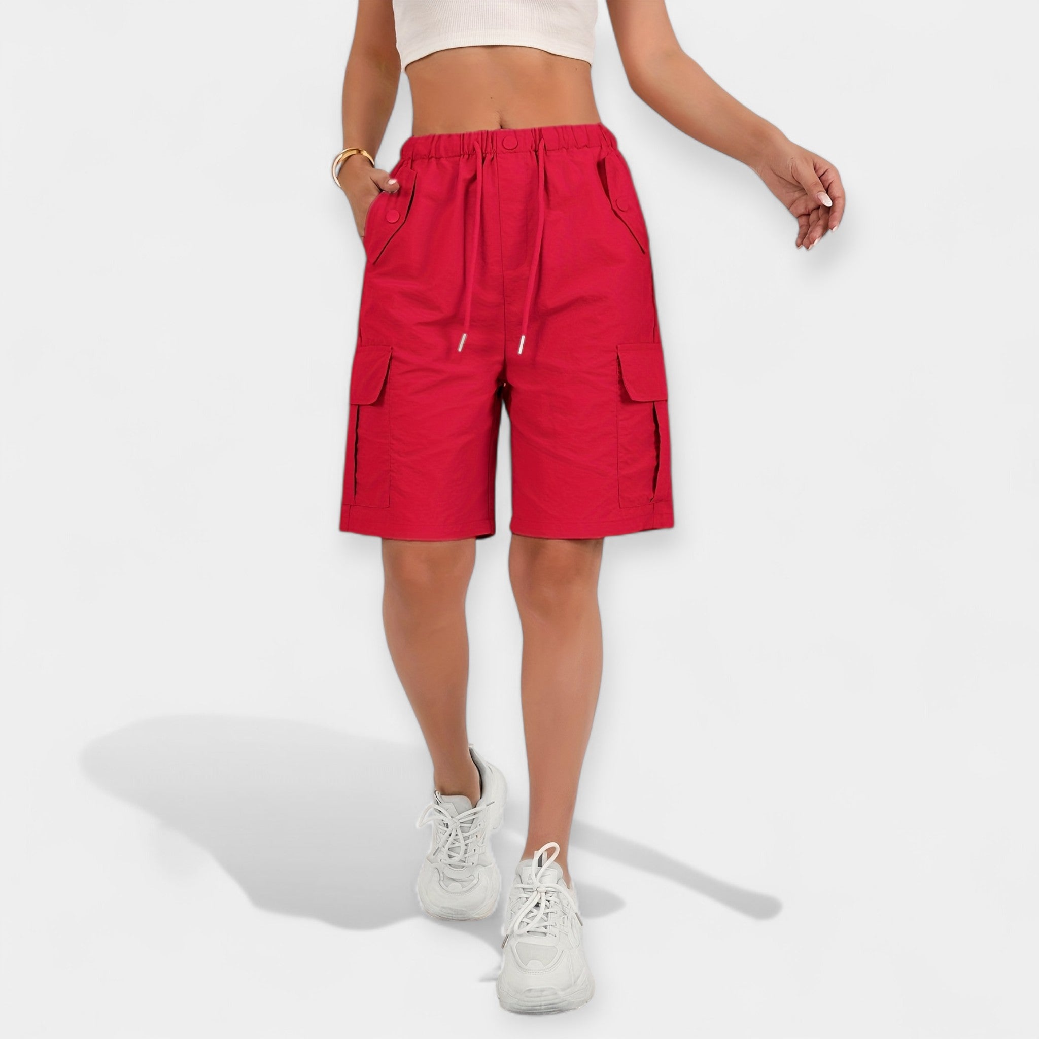 Relaxed Cargo Shorts with Drawstring Waist