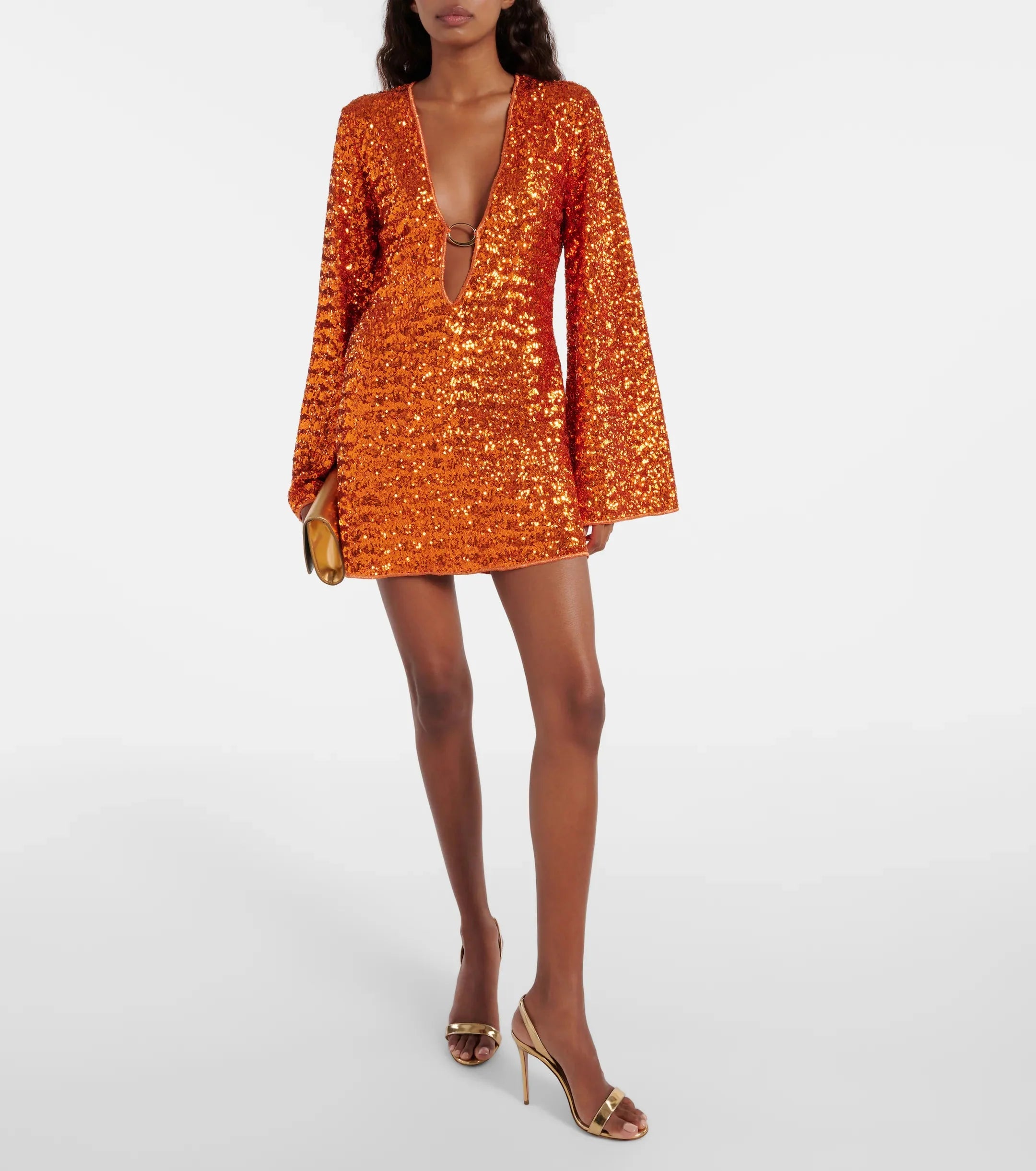 Women's Sequin Mini Dress with Bell Sleeves