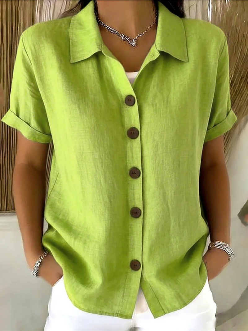 Women's Lightweight Button Front Collared Blouse