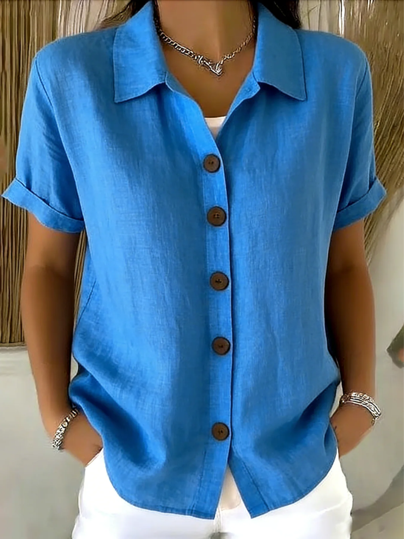 Women's Lightweight Button Front Collared Blouse