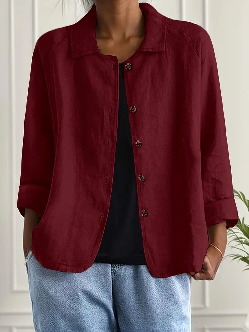 Veste décontractée pour femme à col et boutonnage sur le devant