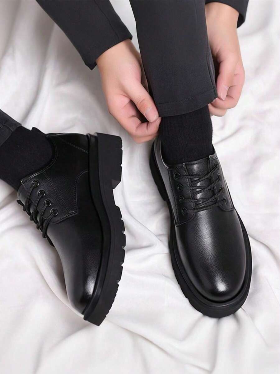 Derbies pour homme à semelle épaisse | Chaussures habillées en cuir à lacets