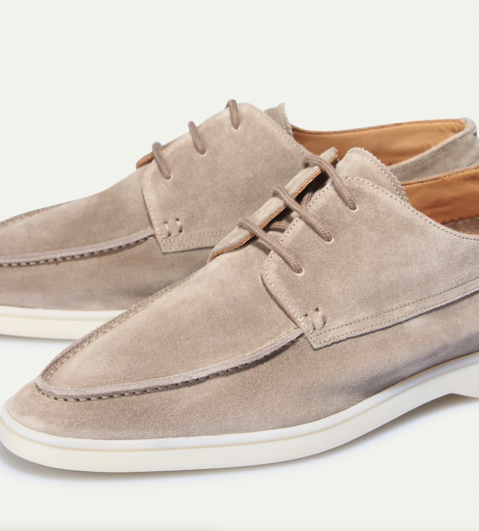 Men's Suede Moccasin Shoes with Lace-Up Front