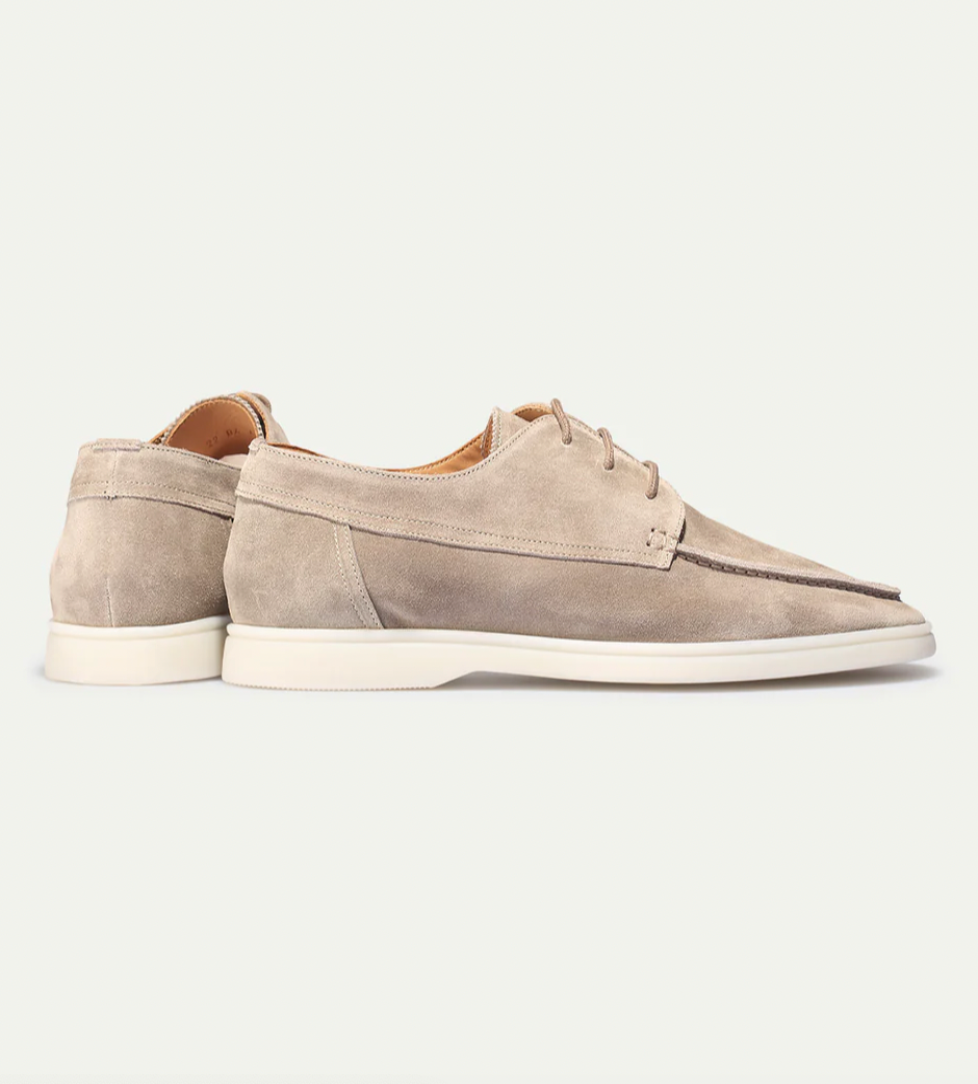Men's Suede Moccasin Shoes with Lace-Up Front