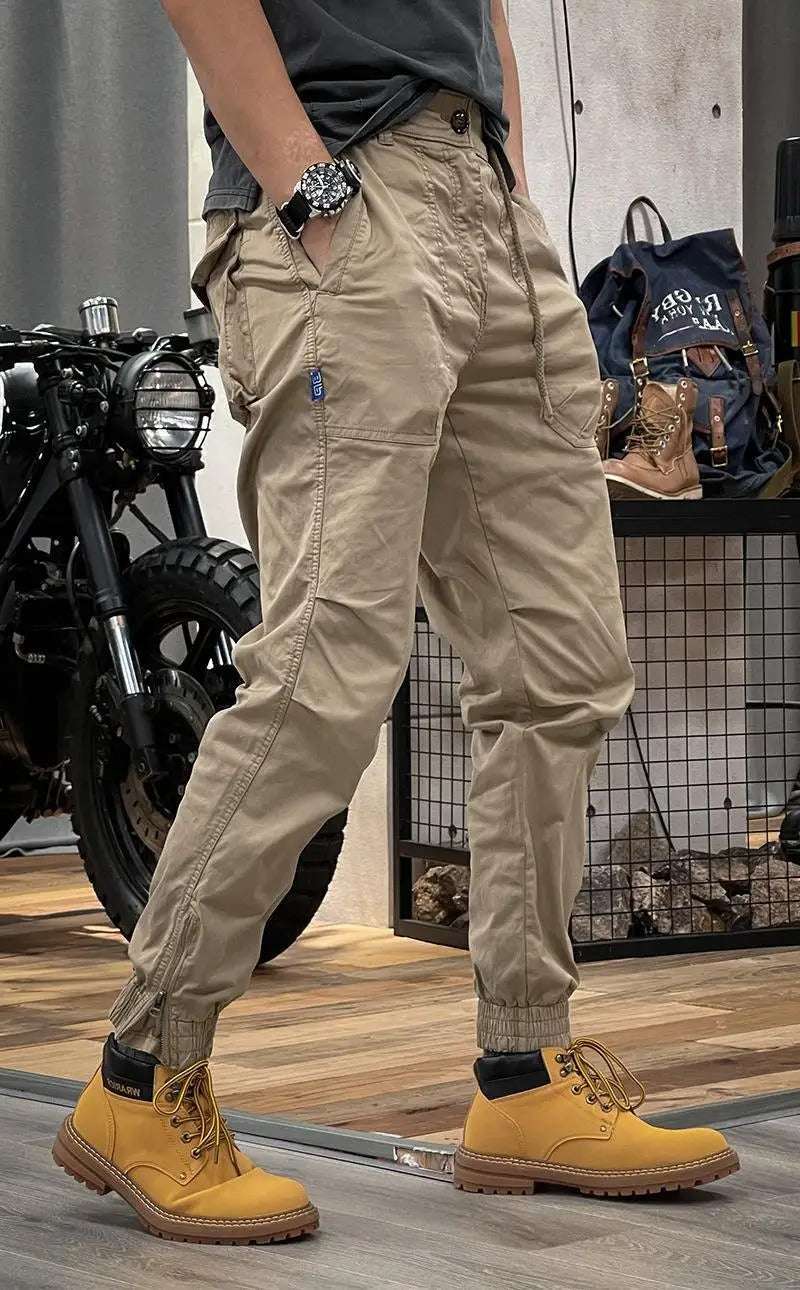 Drawstring Cargo Joggers with Utility Pockets