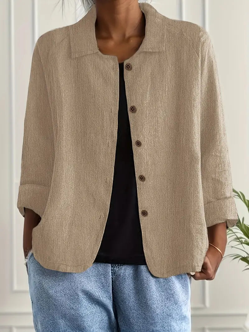 Veste décontractée pour femme à col et boutonnage sur le devant