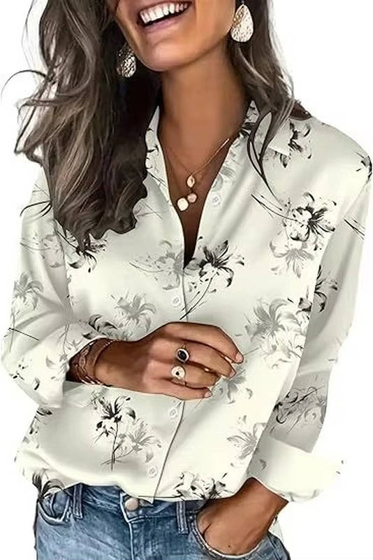 Women's Satin Button-Up Shirt | Long Sleeve Business Blouse