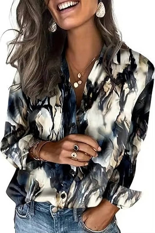 Women's Satin Button-Up Shirt | Long Sleeve Business Blouse