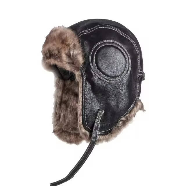 Czapka trapera z nausznikami | Zimowa czapka z podszewką ze sztucznego futra