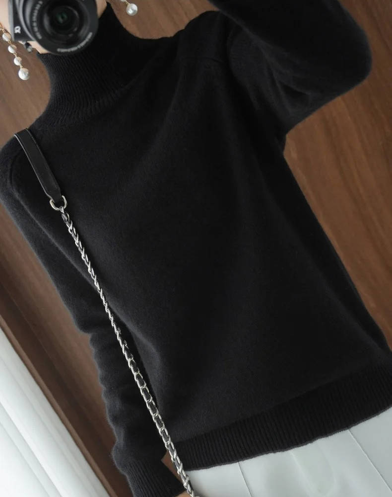 Pull à col roulé en cachemire pour femme