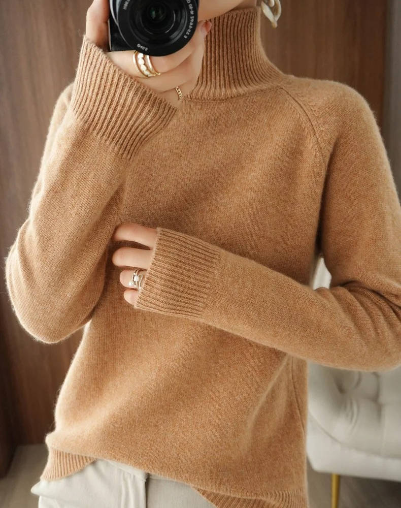 Pull à col roulé en cachemire pour femme