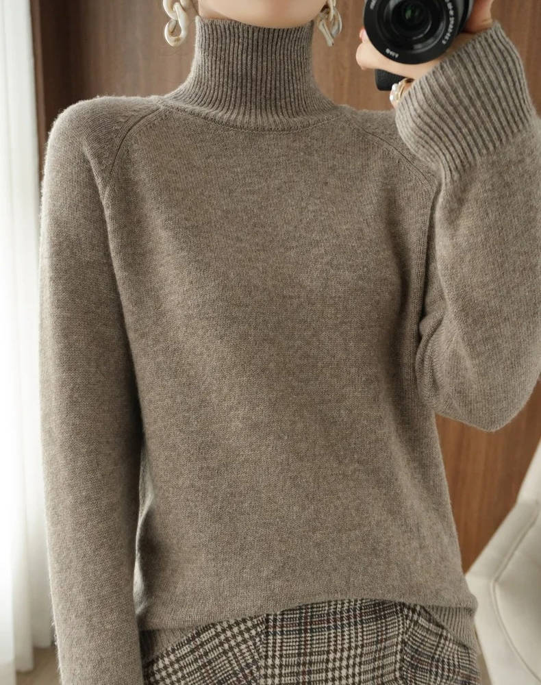 Pull à col roulé en cachemire pour femme