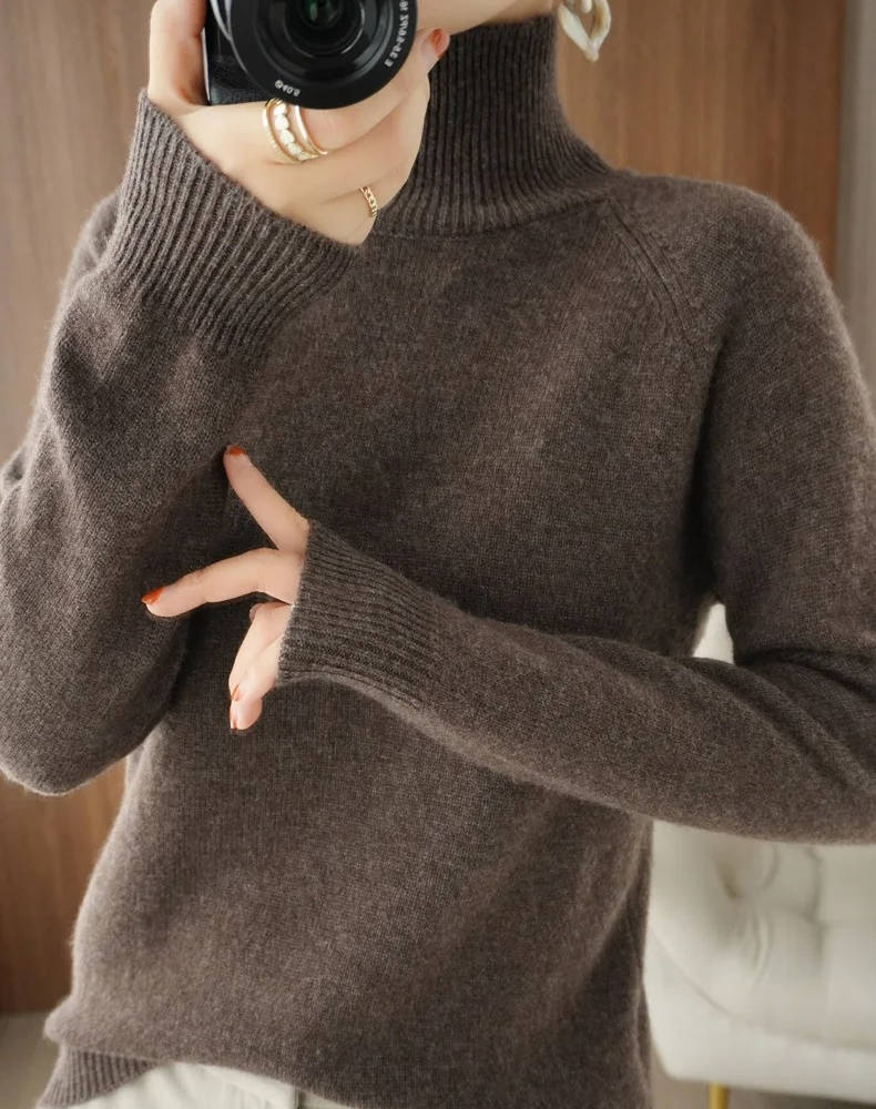 Pull à col roulé en cachemire pour femme