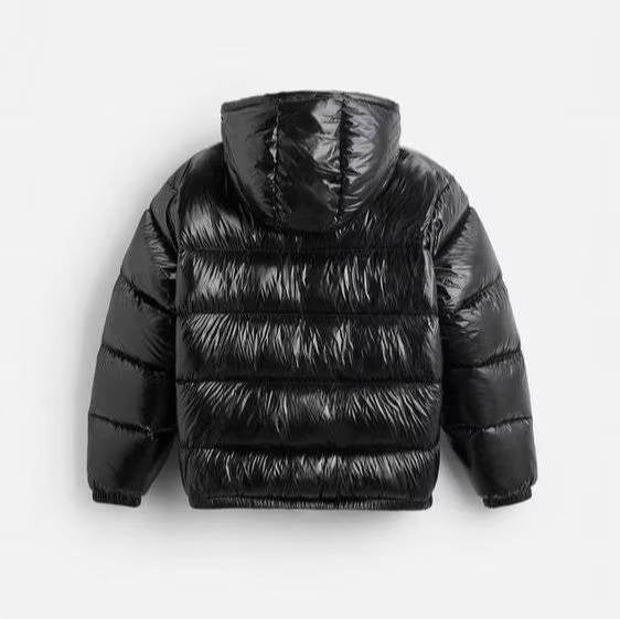 Men's Hooded Puffer Jacket | Glossy Finish Winter Coat