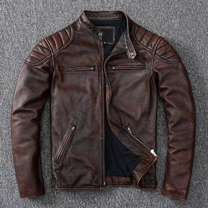 Men's Quilted Leather Motorcycle Jacket