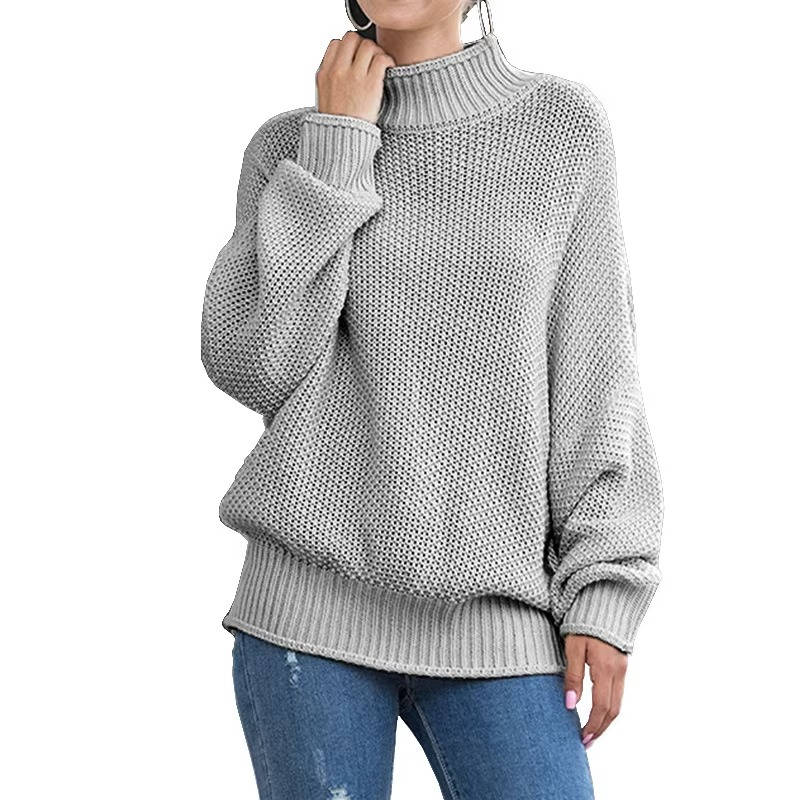 Pull à col roulé en grosse maille pour femme
