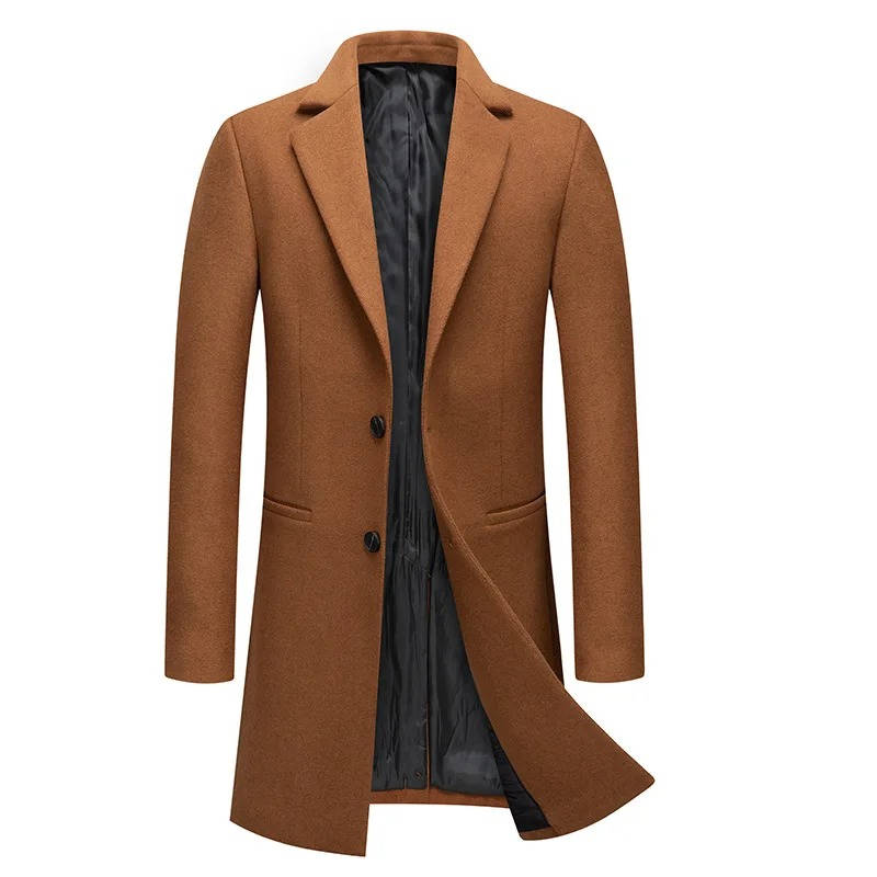 Men's Camel Wool Blend Overcoat | Single Breasted