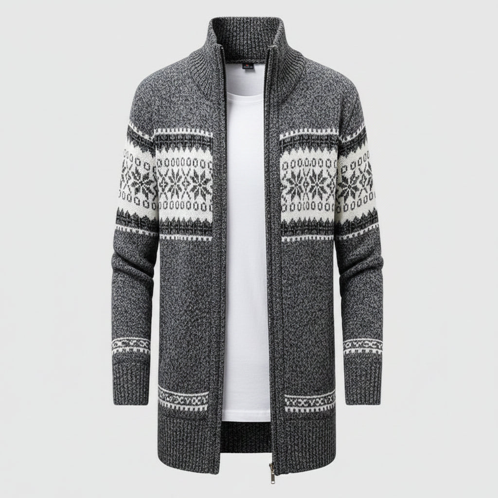 Men's Oversized Knit Cardigan | Open Front Ribbed Shawl Collar