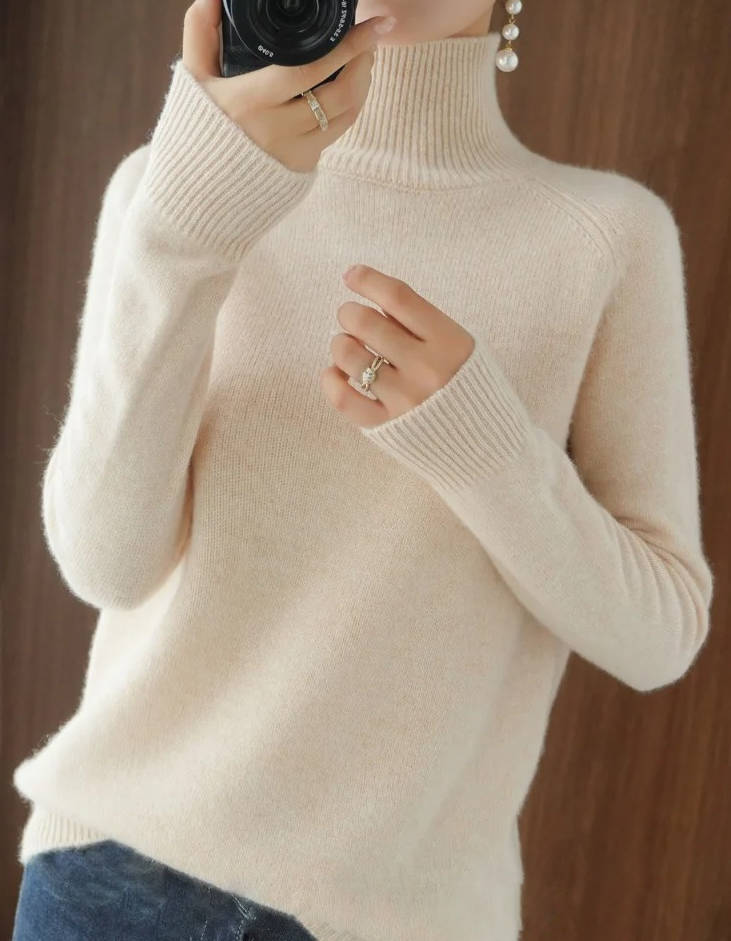 Pull à col roulé en cachemire pour femme