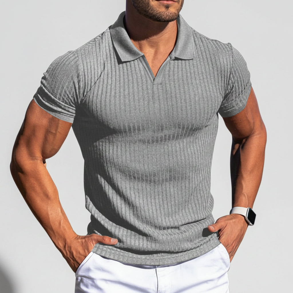 Polo texturé pour homme | Haut en maille ajusté à manches courtes