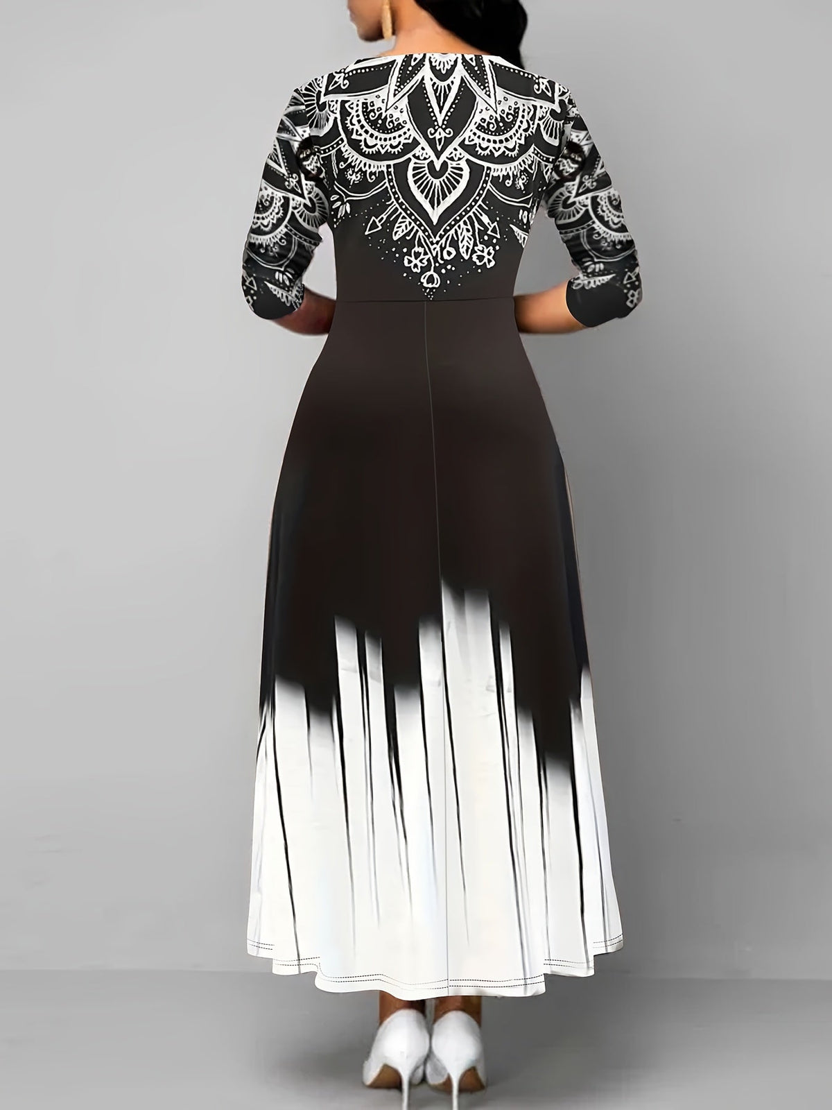 Robe midi de Noël pour femme à manches longues
