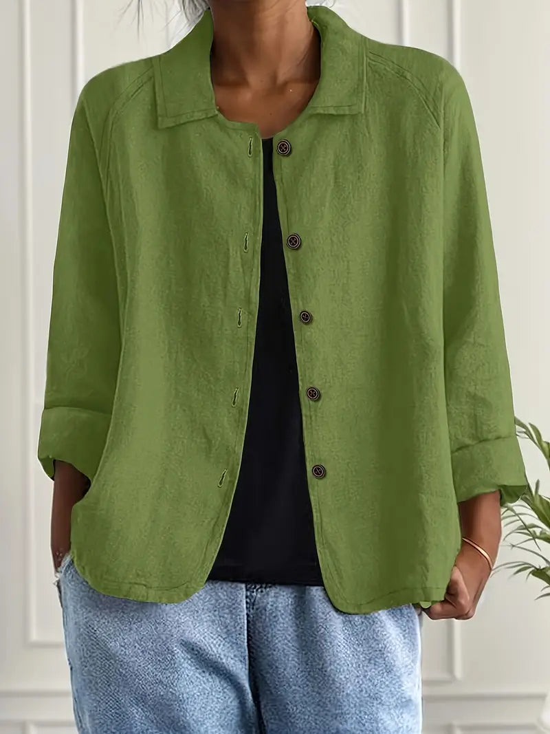 Veste décontractée pour femme à col et boutonnage sur le devant